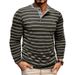 Men's Long Sleeve Henley Shirt – Vintage Striped Cotton Blend Tee With 3-Button Placket (Breathable Mid-Weight Fabric)_viptrois.com