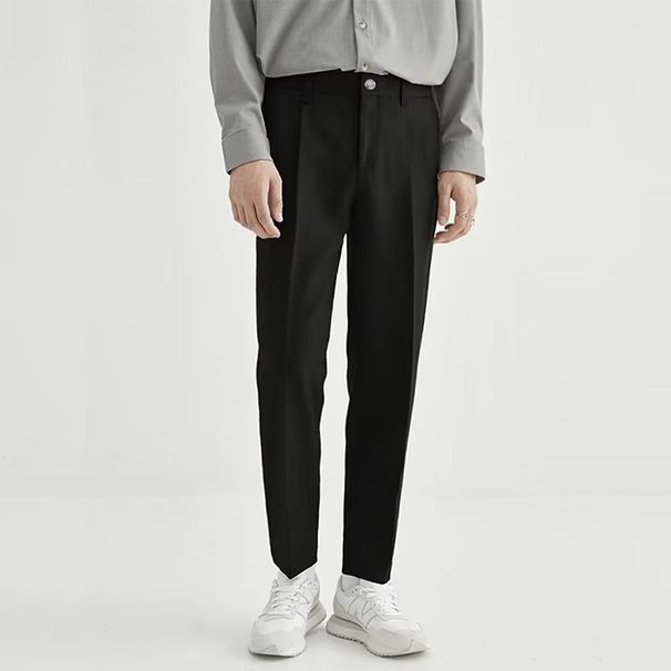 Men's Clothing Spring And Summer Drape Design Trousers Nine Point Trousers Straight Loose Trousers Men's Light Business Drape Casual Trousers_viptrois.com