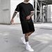 Men's Sports Round Neck T Shirt Set Color Matching Casual Running Short Sleeve_viptrois.com