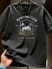 Summer Washed Cotton T-Shirt, Men's Hunting Club 1978 Hound Crest Print, Retro Outdoor Style, Casual Oversized Tee_viptrois.com
