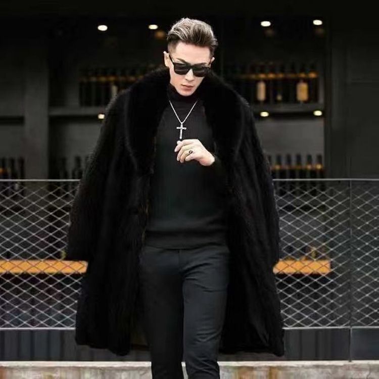 Men's Clothing Autumn And Winter New Mink Coat For Men, Long Mink Fur Coat, Large Size Faux Fur Coat For Warmth_viptrois.com