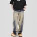 Gradient Color Scimitar Jeans Loose Straight Wide Leg Casual Pants mid Waist Polyester Blend for Men And Women Neutral Lazy Style_viptrois.com