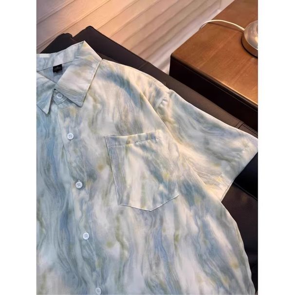 2024 Retro Shirt Men Summer Hong Kong Style Student Loose Niche Design Fun New Men's Top Outerwear_viptrois.com
