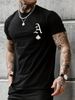 Men's Fashion Short-sleeved T-shirts Summer Slim-fit Pure Cotton Printed T-shirts Trendy Casual Versatile Tops_viptrois.com
