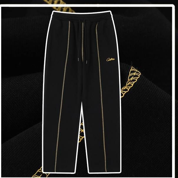 Street Hip-Hop Cargo Pants – Oversized Straight-Leg Sweatpants With Contrast Stitching | Drawstring Waist & Drop Crotch For Men_viptrois.com