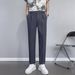 Men's Slim Straight Business Casual Trousers Anti Wrinkle Black High Grade Drape Nine Point Small Suit Trousers for Business_viptrois.com