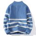 Men's Clothing Autumn And Winter New Style Pullover Half Zip Jacquard Striped Long Sleeved Sweater Trendy Men's Warm Knitted Sweater_viptrois.com