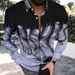 Men's Clothing Autumn Lapel 3d Octopus Flow Color Printing Casual Spot Youth Long Sleeve Shirt_viptrois.com