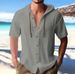 Men's Clothing Casual Short Sleeved Shirt Hooded Fashion Button Cardigan Shirt Trendy Loose Beach T Shirt_viptrois.com