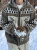 Pure American Retro Sweater For Men, Hooded Winter Fair Isle Jacquard Christmas Zipper Lazy Style Cardigan Knitted Jacket_viptrois.com