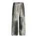 Men's Clothing Python Pattern Dirty Dye Personality Washed Raw Edge Jeans Straight Leg Pants_viptrois.com