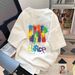 Men's Clothing Summer Bear Print All Match Five Point Sleeve Loose Tops Fashionable Couple T Shirts_viptrois.com