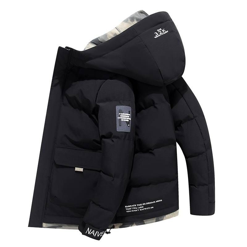 New Winter Men's Cotton-padded Jacket, Short And Thick Cotton-padded Jacket, Korean-style Trendy Down Cotton-padded Jacket With Hood_viptrois.com