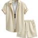 Men's Clothing Men's Shirt Casual Loose Short Sleeve Shorts Suit Men_viptrois.com