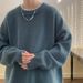 Solid color pullover sweater men's autumn new style simple and versatile loose round neck knitted sweater casual top_viptrois.com