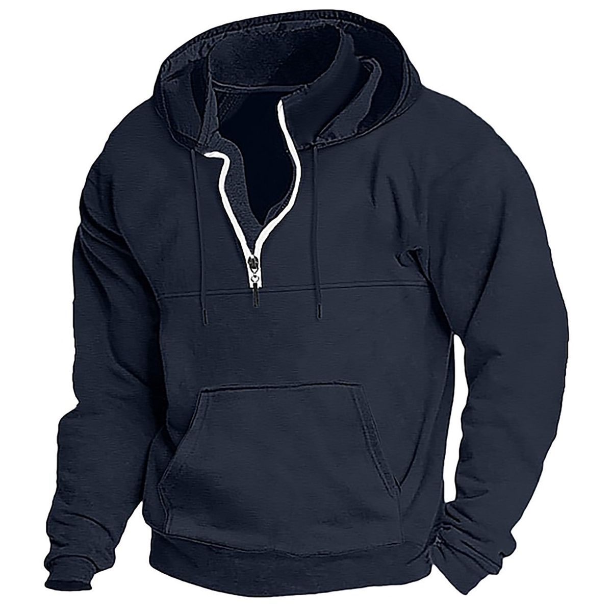 Men's Casual Hooded Sweatshirt - Thickened Fleece Lining, Loose Fit, Comfortable Pullover For Autumn & Winter_viptrois.com