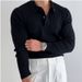 American Tough Guy Knitted Polo Shirt Muscle Men's Slim Long Sleeved Sweater T Shirt Lapel Pit Stripes Autumn And Winter New Warm_viptrois.com