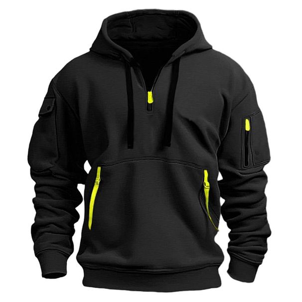 Spring And Autumn Men's Hoodie, Zippered Multi-pocket Long-sleeved Pullover, Sporty Casual Jacket_viptrois.com