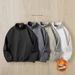 Men's Heavyweight Textured Half-Zip Stand Collar Sweatshirt – 390g Thickened Relaxed Fit Pullover For Autumn & Winter (Minimalist Style)_viptrois.com