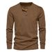 Cross-border New Fashion Long Sleeve Top, Button Corduroy Slim Fit Men's Henley Shirt_viptrois.com