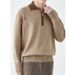 Pure 2023 Autumn Winter New Color-Block Polo Style Turn-Down Collar Zipper Knit Sweater Men's Casual Outerwear Sweatshirt_viptrois.com