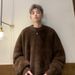 Haima Wool Sweater Men's Autumn And Winter Black Knitted Sweater With Furry Jacket Underneath_viptrois.com
