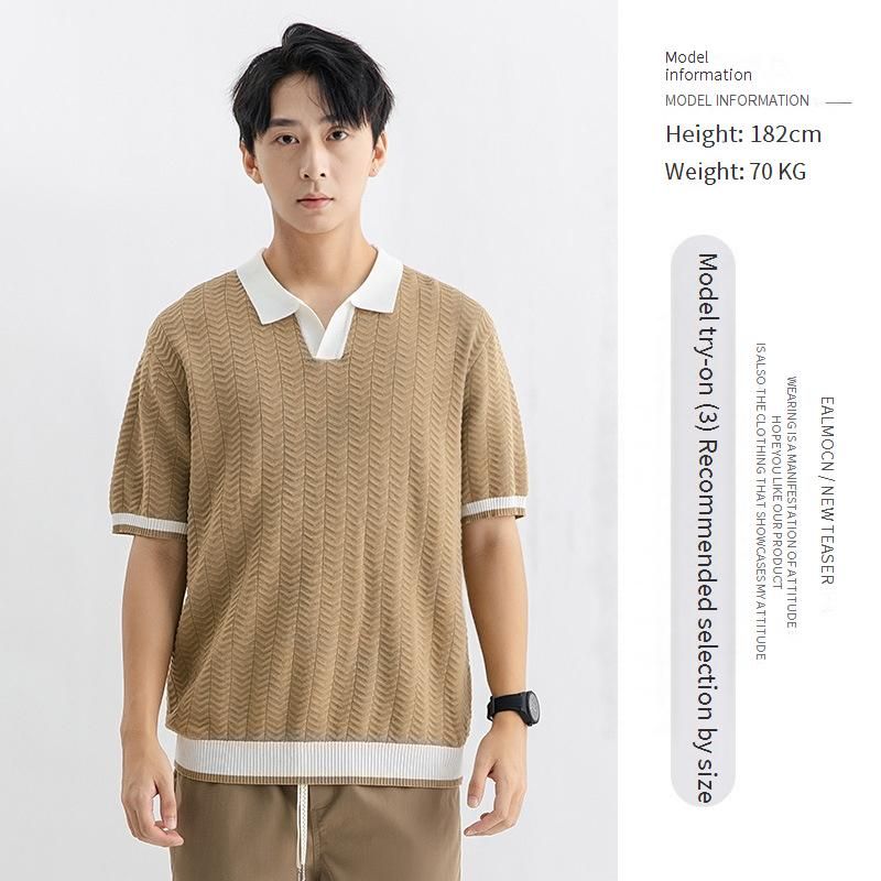 Men's Clothing Polo Shirt Men's High End Ice Silk Collar High End Short Sleeved T Shirt Summer Casual Trendy Brand T Shirt_viptrois.com