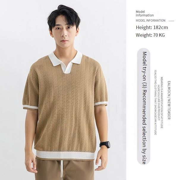 Men's Clothing Polo Shirt Men's High End Ice Silk Collar High End Short Sleeved T Shirt Summer Casual Trendy Brand T Shirt_viptrois.com