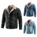 Men's Denim Jacket, Autumn And Winter Jacket With Fleece, Casual Foreign Trade Men's Wear, European And American Fashion_viptrois.com