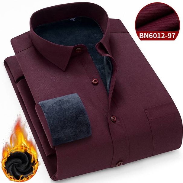 Men's Winter Flannel Long Sleeve Shirt - Thickened Warm Business Casual Striped Shirt For Dad, Comfortable & Stylish_viptrois.com