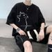 Men's Trendy Summer Waffle Knit Loose Fitting T-Shirt Set Short Sleeve Shirt And Shorts Youthful Vibe_viptrois.com