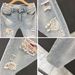 Broken Hole Jeans Men's 2025 Summer New Brand Thin Slim Fit Small Foot Trendy Rolled Edge Nine Part Casual Pants_viptrois.com