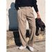 European Mid-waist Trousers Men's Paris Buckle Design Double-pleated Loose Straight Gorger Trousers Non-ironing Casual Suit Trousers_viptrois.com