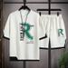 Men's Simple Versatile Short Sleeve Casual Summer Loose Comfortable Printed Crew Neck Two-Piece Set_viptrois.com