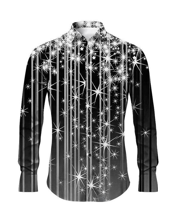 Men's Clothing Printing Casual Lapel Multi Color Long Sleeved Shirt Fashion_viptrois.com