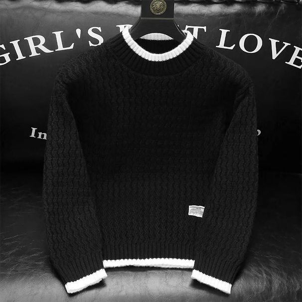 Men's Clothing Autumn And Winter New Thick Sweater Boys Base Knitted Sweater Men's Fashion High End Sweater Warm Sweater_viptrois.com