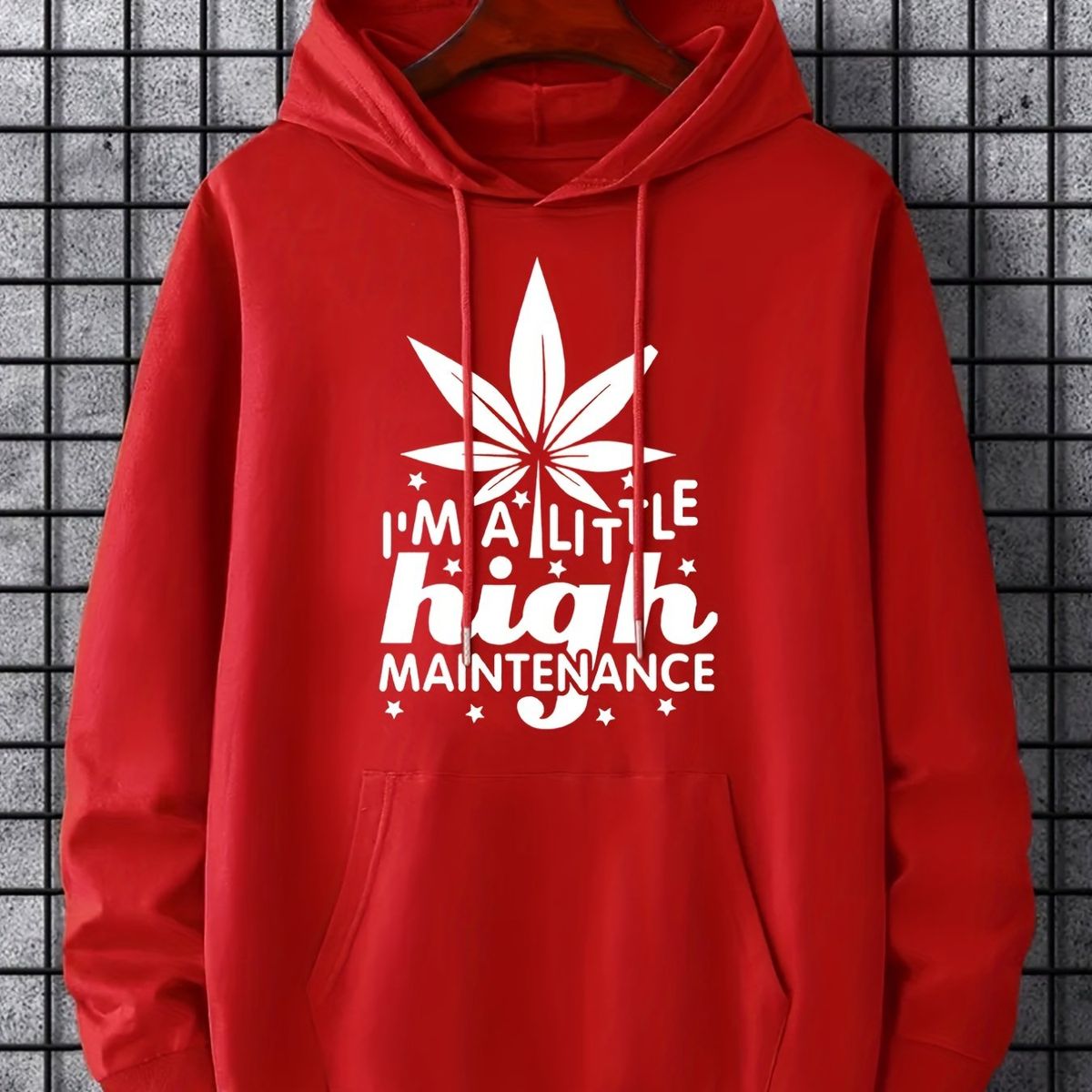 Men's Autumn And Winter Casual Fashionable Loose Hooded Sweatshirt With Fun High Leaf Graphic Print Warm Long Sleeved Pullover_viptrois.com