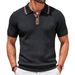 2026 Men's Summer Short-Sleeved Knitted Shirt For Business And Casual Wear With Buttoned Collar And Twisted Stripes Polo Shirt For Men_viptrois.com