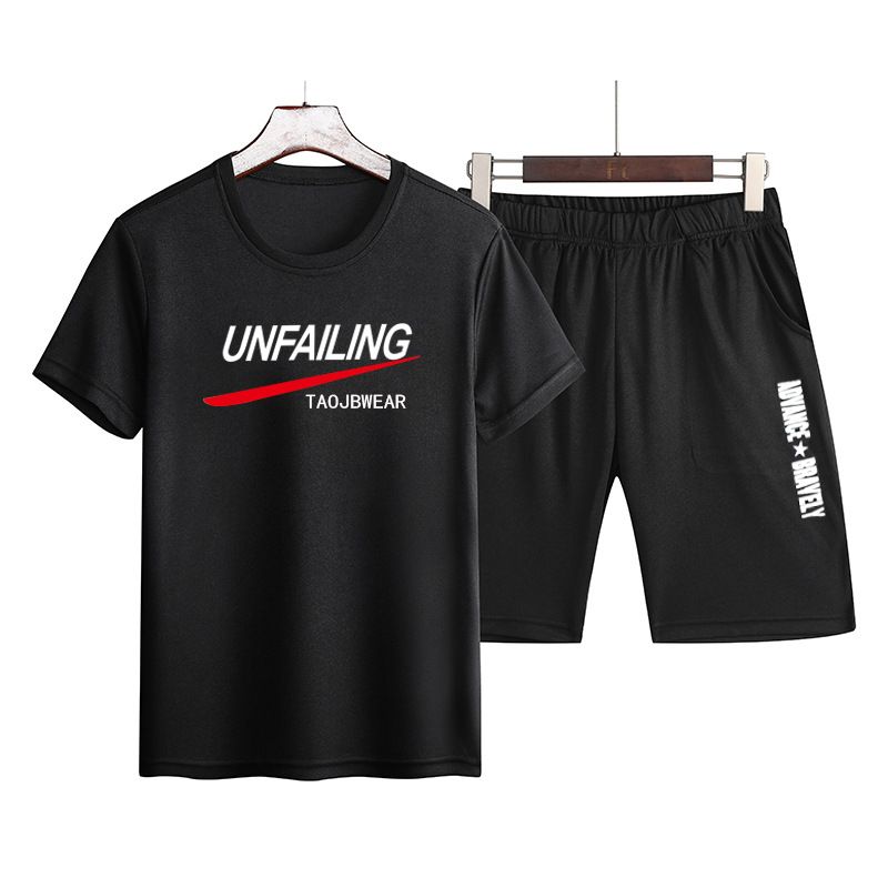 Men's Clothing Short-sleeved Suit Men's Sports Running Fitness Suit Quick-drying Breathable T-shirt Two-piece Suit Foreign Trade Cross-border_viptrois.com