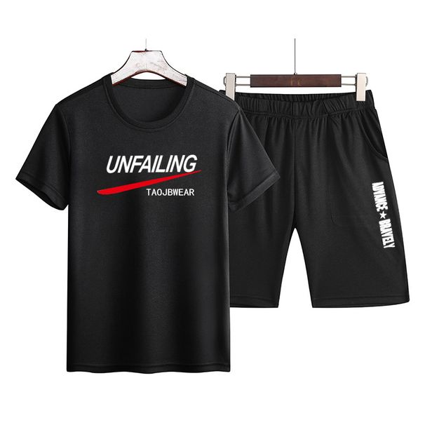 Men's Clothing Short-sleeved Suit Men's Sports Running Fitness Suit Quick-drying Breathable T-shirt Two-piece Suit Foreign Trade Cross-border_viptrois.com