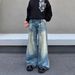 Men's Vintage Distressed Jeans – Relaxed Fit Straight-Leg Denim With Whisker & Crease Details (S-Xxxl, Mid-Rise, Cotton Blend, Streetwear)_viptrois.com