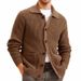 Men's Slim-Fit Knit Cardigan Coat – Long Sleeve Open Front Sweater With Notch Lapel (Black/Olive/Beige/Dark Brown)_viptrois.com