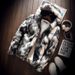 Men's Clothing Men's winter warm coat with hood, fur and velvet cotton coat, trendy men's floral windbreaker, fur cotton coat_viptrois.com