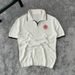 Men's Clothing 26 Spring New Style Embroidered Badge American Contrasting Color Lapel Retro Sweater Top, Same Style For Men And Women_viptrois.com