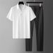 Men's Clothing Summer Ultra Thin Silky Ice Silk High End Seamless Glued Short Sleeved Shirt Suit Men's Business Casual Sports Two Piece Suit_viptrois.com
