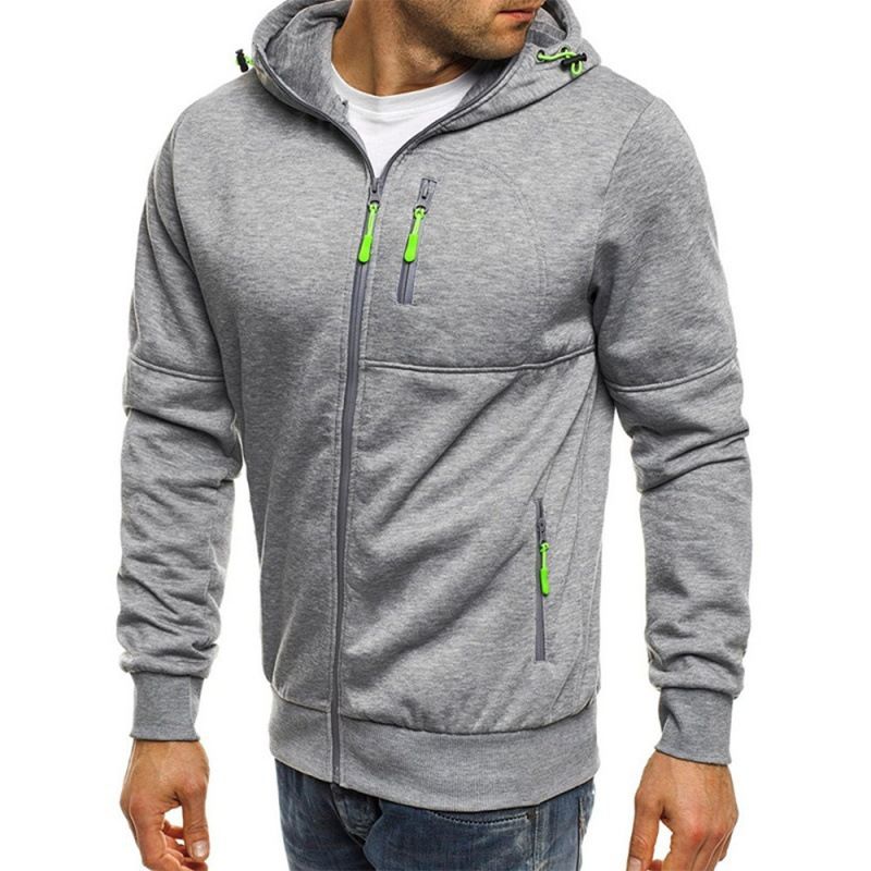 2023 New Fashion Korean Slim Zipper Decorative Hoodie Men's Pullover Sweatshirt W05_viptrois.com