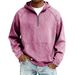 Vintage Distressed Half-Zip Hoodie – Oversized Cotton Blend Pullover For Men (10 Colors, S-4XL)_viptrois.com