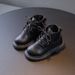 Children's autumn and winter solid color short boots boys fashion Martin boots wool mouth girls soft bottom boots single boots leather boots_viptrois.com
