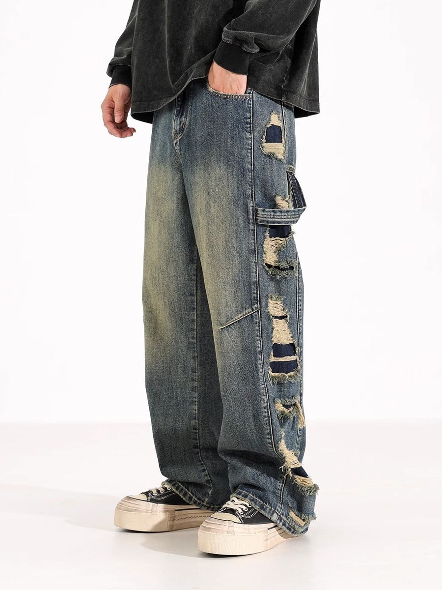 Vintage Loose Wide Leg Jeans Men's Summer Loose Straight Trousers_viptrois.com
