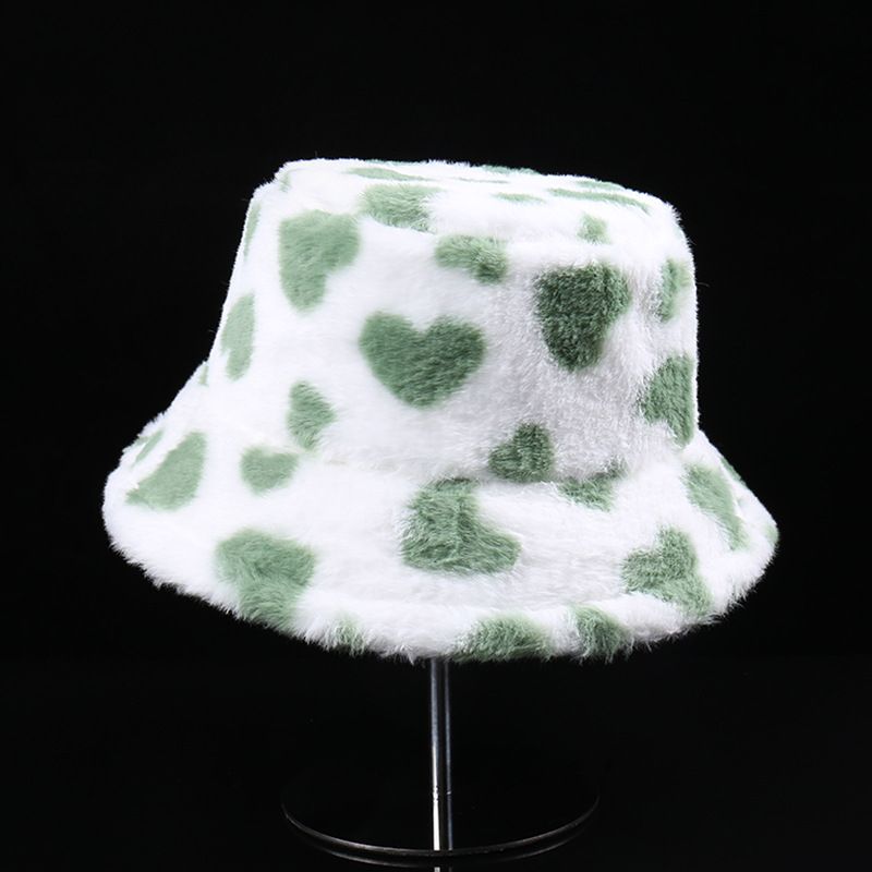 Korean style sweet love fisherman hat for women autumn and winter all match warm ear protection big head basin hat plush bucket hat_viptrois.com